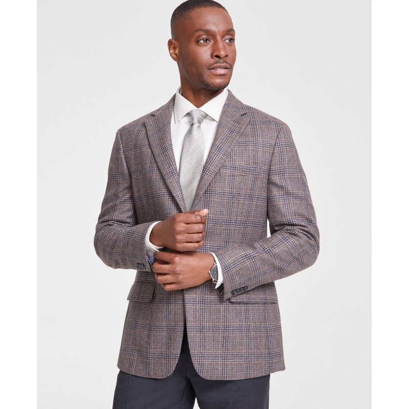 Tommy Hilfiger Mens Modern fit Suit Jacket Blazer 48 R Brown Plaid