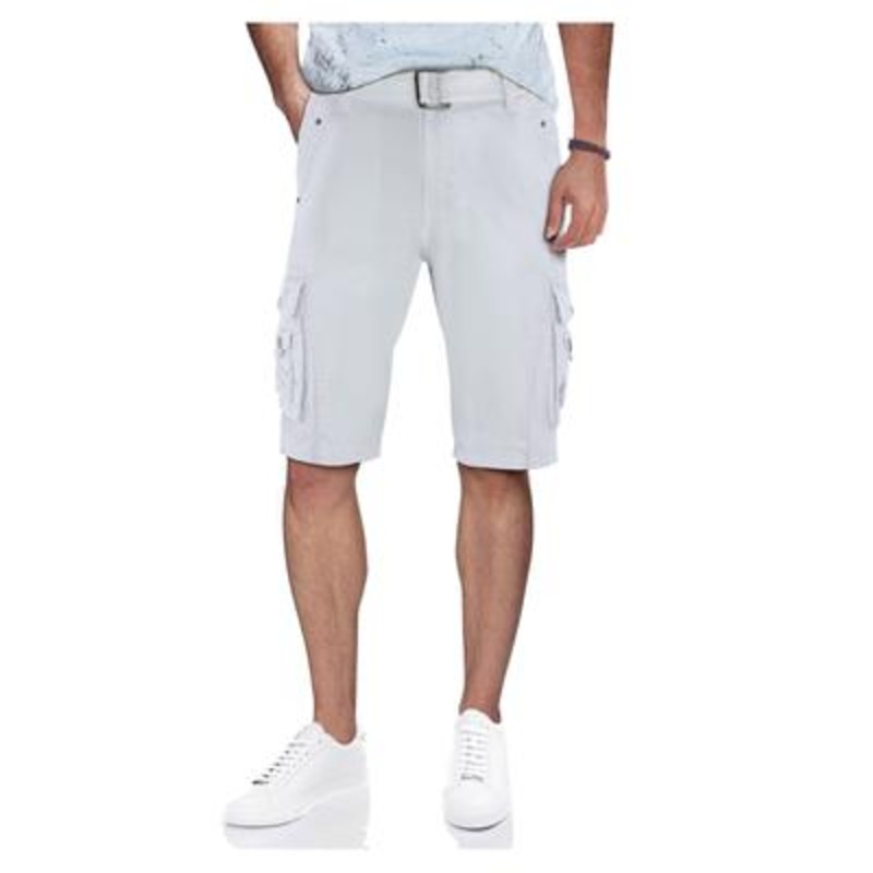 X-ray Mens Regular fit Cargo Shorts White Solid Belted