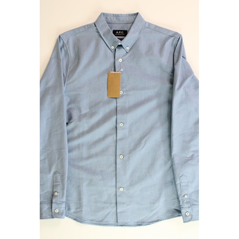 A.P.C. Mens Chemise Slim Fit Button-Down Oxford Shirt Small Blue