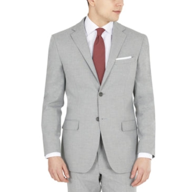 Dkny Mens Modern fit Sport Coat Blazer 41 R Grey Solid Stretch