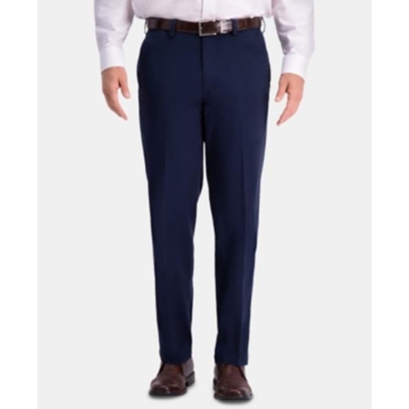 Haggar Comfort Khaki Classic Fit 2 Way Stretch Flat Front Pant Navy Blue 38 x 29