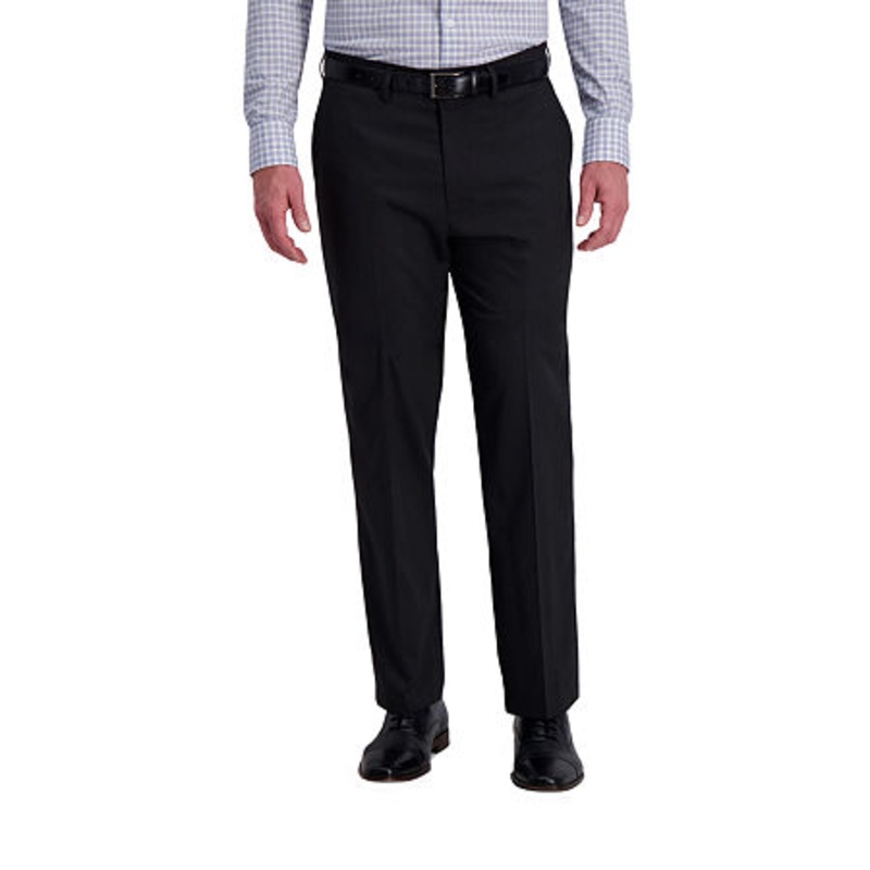 Haggar Mens Classic fit Dress Pants 38 / 32 Grey Solid Stretch
