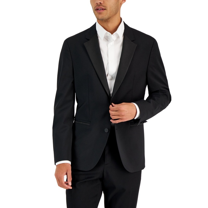 Hugo Boss Mens Modern fit Tuxedo Dinner Jacket Blazer 44 R Black Solid