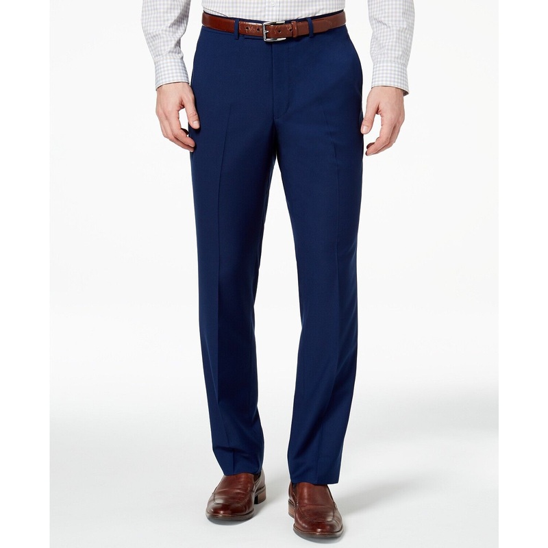 Kenneth Cole Mens Blue Suit Dress Pants 33 x 32 Flex Slim-Fit Stretch Modern