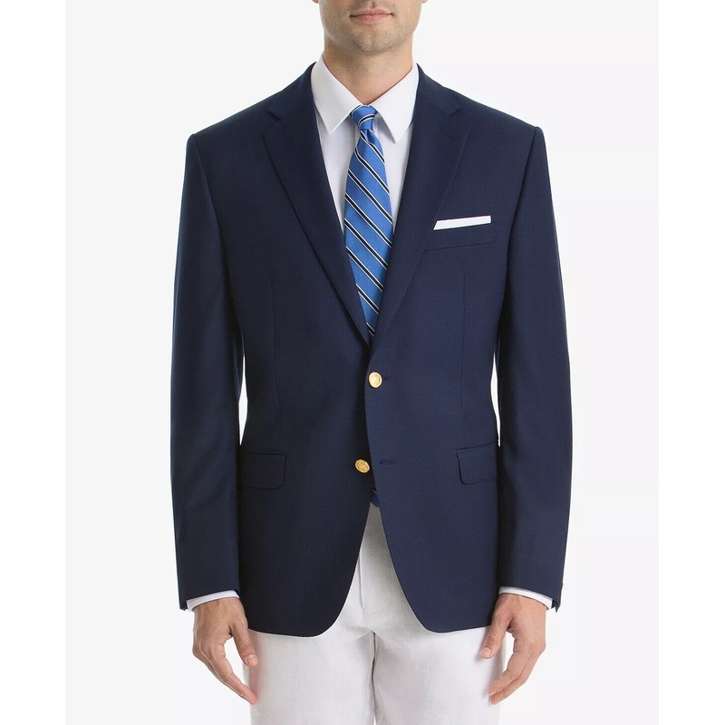 Lauren Ralph Lauren Mens Blazer 44L Bright Navy Coolmax Gold Buttons