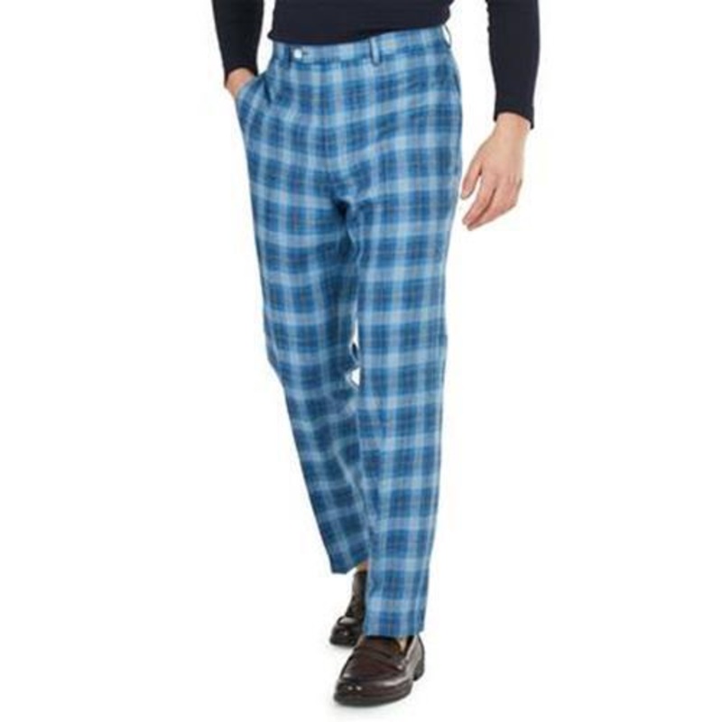 Lauren Ralph Lauren Mens Norton Blue Stretch Plaid Classic Fit Pants 33 x 32