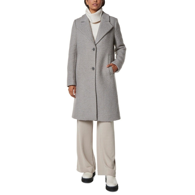 Marc New York Womens Single-Breasted Boucle Walker Coat Small Cement Grey