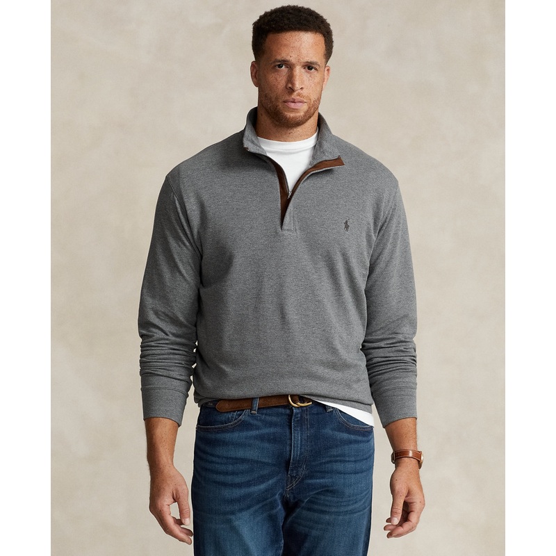 Polo Ralph Lauren Men's Big & Tall Double Knit Pullover Sweater Grey 2XLT