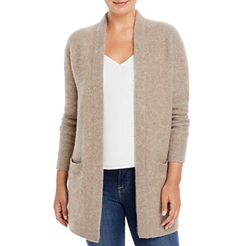 Private Label Womens Cashmere Cardigan Sweater Medium Sesame Brown