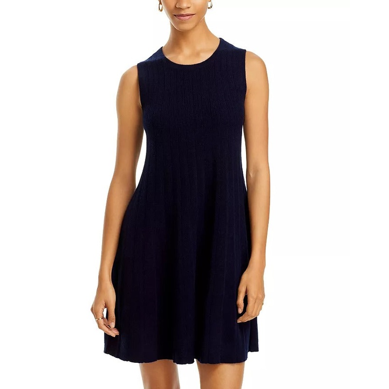 Private Label Womens Cashmere Short Cashmere Dress Size Large Navy Blue
