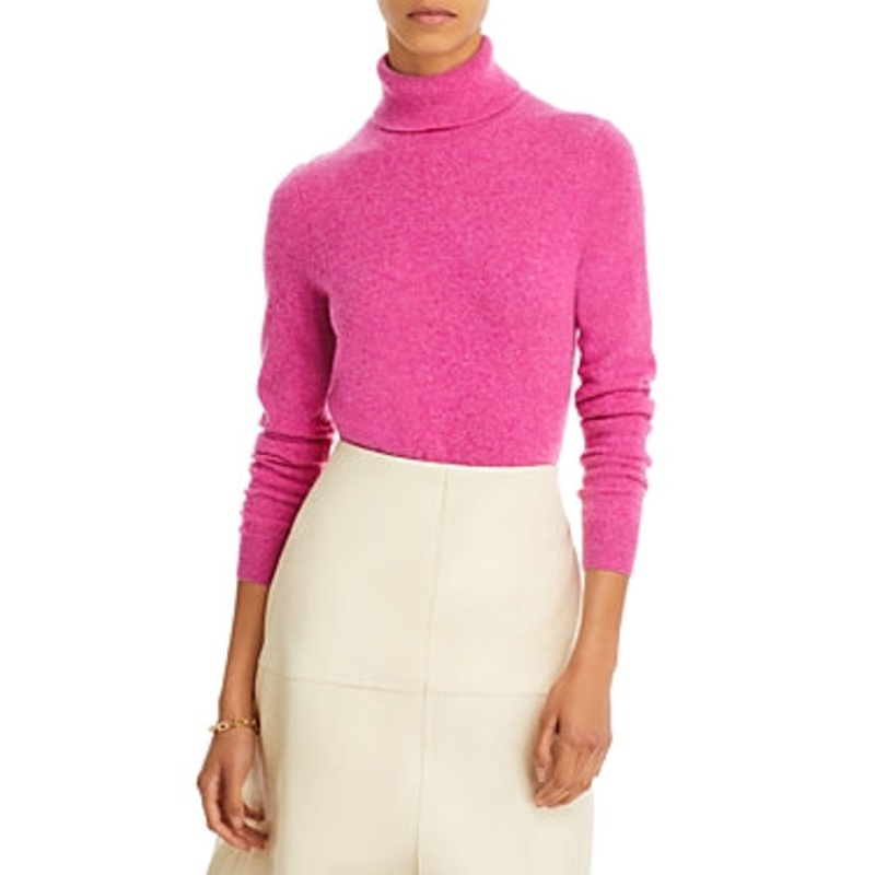 Private Label Womens Cashmere Turtleneck Sweater Large Rose Pink