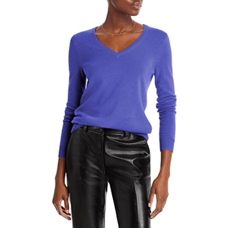 Private Labels Womens V-Neck Cashmere Sweater Medium Admiral Blue