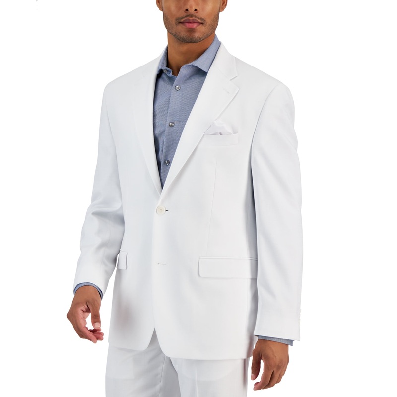 Sean John Mens Classic fit Sport Coat Blazer 44L White Solid