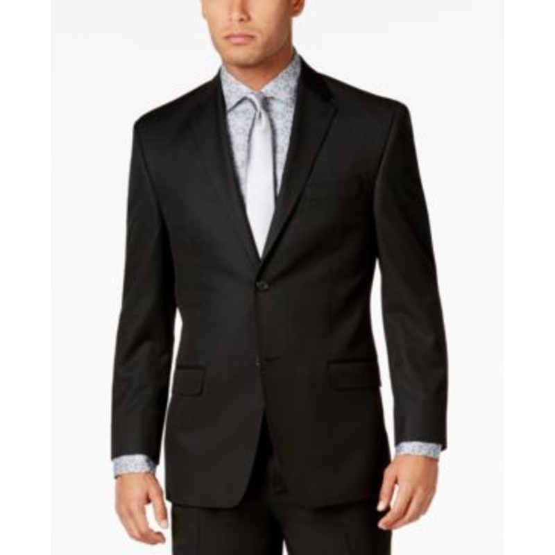 Sean John Mens Classic fit Sport Coat Blazer 48 L Black Solid