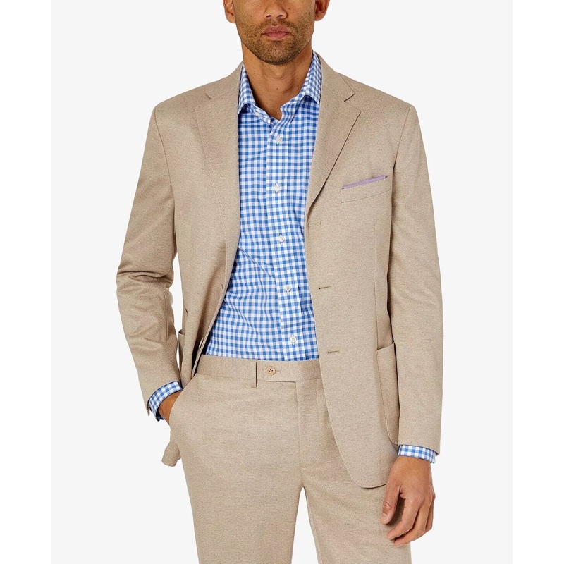 Tallia Men's Slim Fit Knit Suit Jacket Cream Size 36R Sport Coat