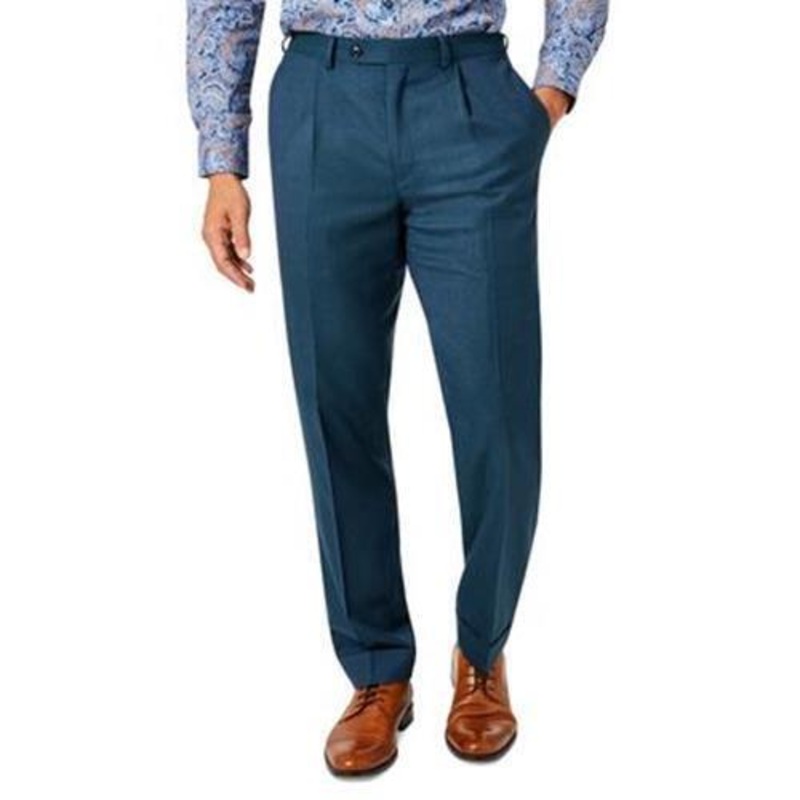 Tallia Mens Classic-Fit Wool  Suit Pants Dark Teal 32 x 30