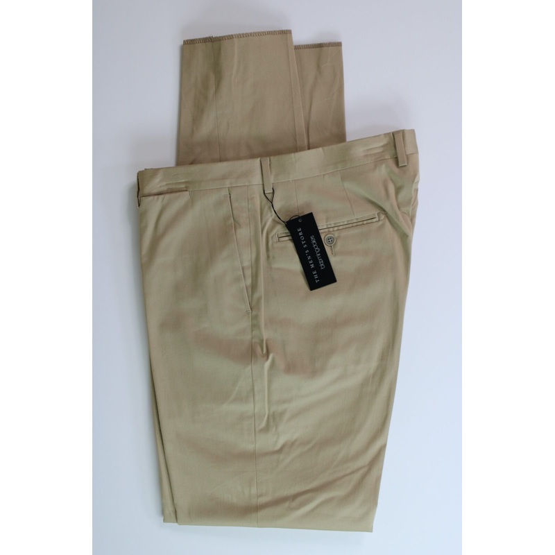 The Men's Store Sateen Stretch Cotton Slim Fit Dress Pants 36 Tan