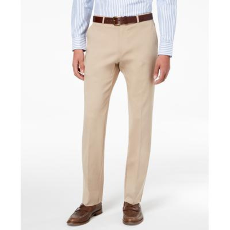 Tommy Hilfiger Mens Modern fit Dress Pants 33 / 32 Beige Solid Stretch