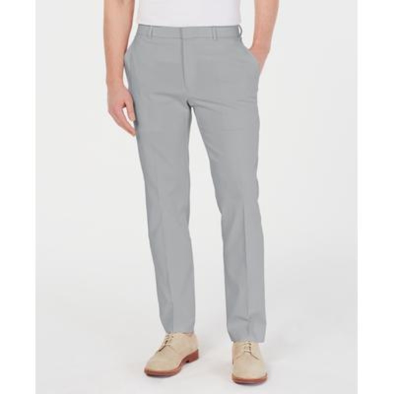 Tommy Hilfiger Mens Modern fit Dress Pants 34 / 30 Grey Solid Stretch