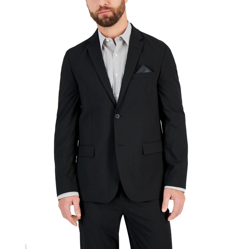Vince Camuto Mens Regular fit Suit Jacket Blazer 42 R Black Solid