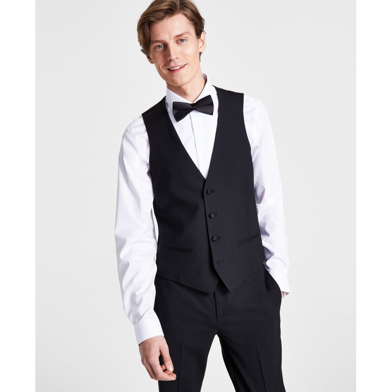 Bar Iii Mens Slim fit Button-Up Vest XL Black