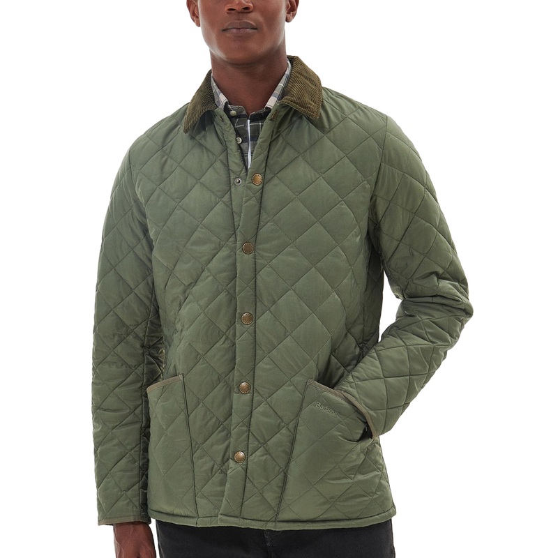 Barbour Mens Quilted Coat Large Green Solid