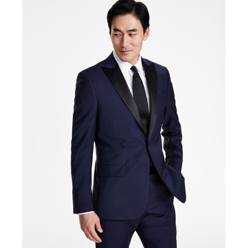 Brooks Brothers Mens Classic fit Tuxedo Dinner Blazer 46 R Blue Solid Stretch