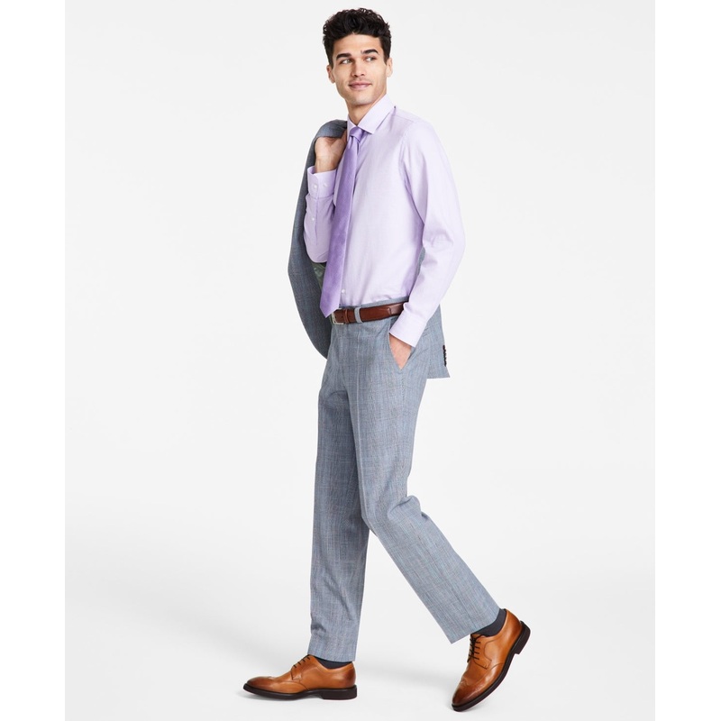 Hugo Boss Mens Modern fit Dress Pants 34 / 32 Grey Plaid Stretch
