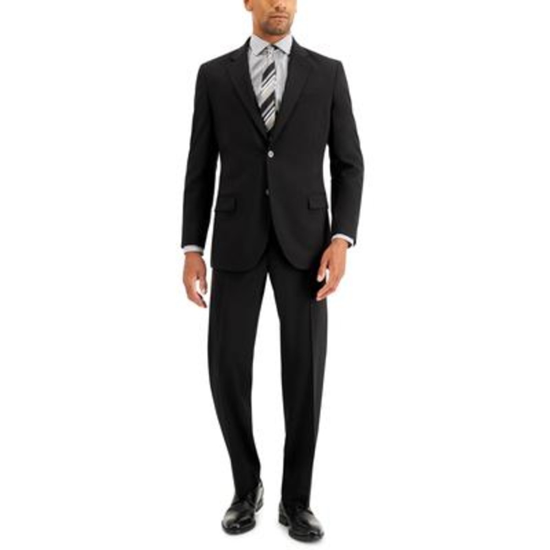 Nautica Mens Modern fit 2 Piece Suit 40 R / 34 Waist Black Solid Stretch