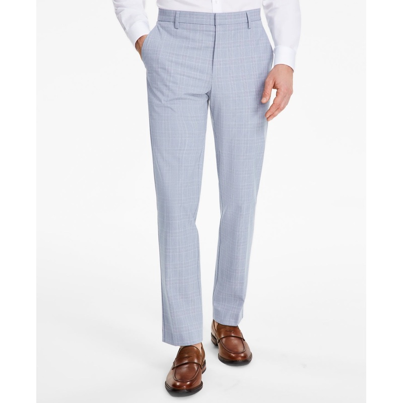 Tommy Hilfiger Mens Modern fit Dress Pants 32 / 32 Blue Plaid Stretch