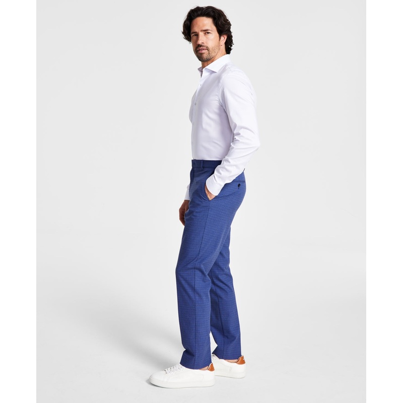 Tommy Hilfiger Mens Modern fit Dress Pants 38 / 30 Blue Plaid Stretch